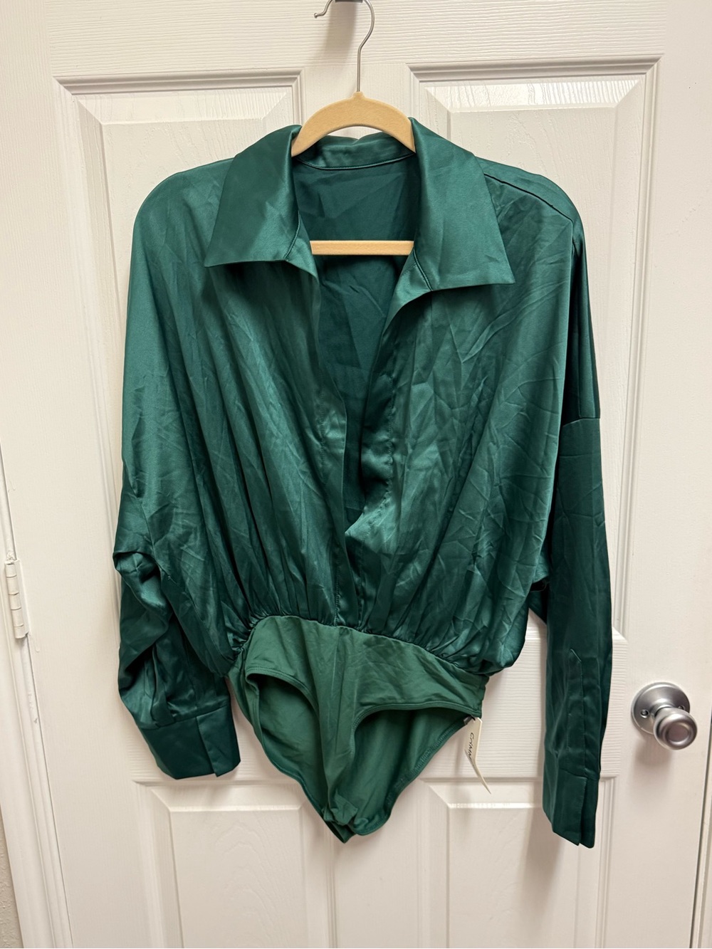 NWT Commense Emerald Green Open Front Bodysuit